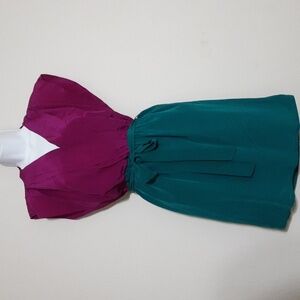 Charlien Jade Elegant Two-Tone Dress Fishia Green Silk Women S/P Y2k Event Fairy